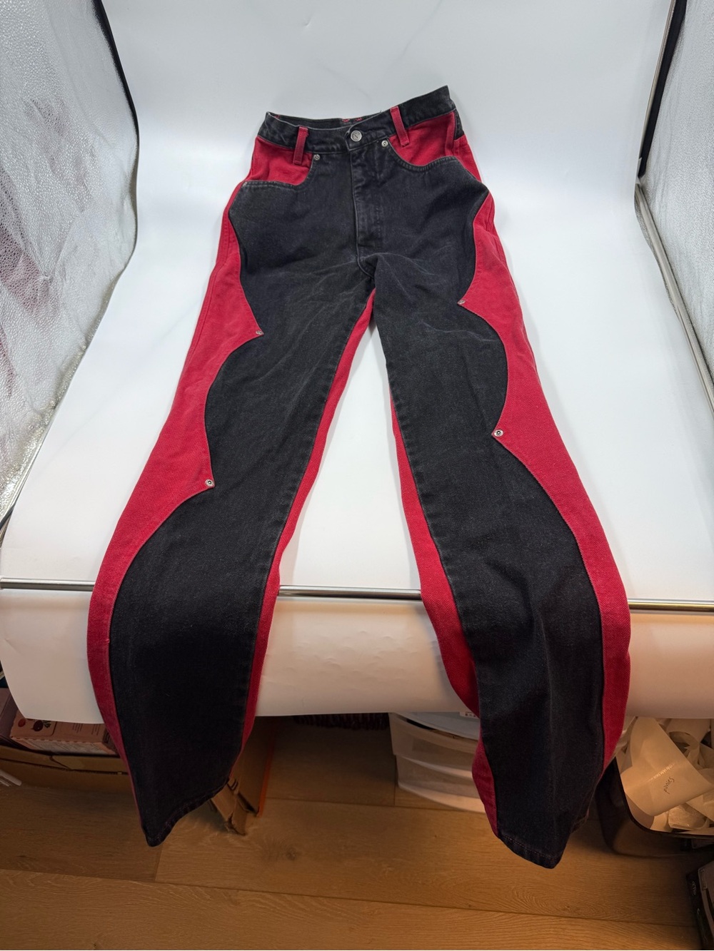Vintage Bar None Quarterhorse Jeans Size 7/8 Red Black